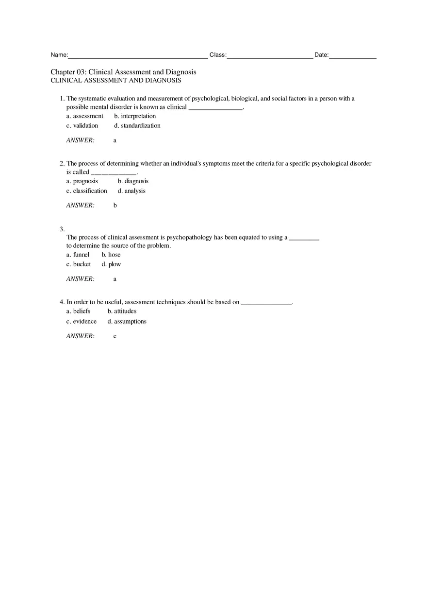 Chapter 3 Clinical Assessment and Diagnosis Part 1 - Page 1
