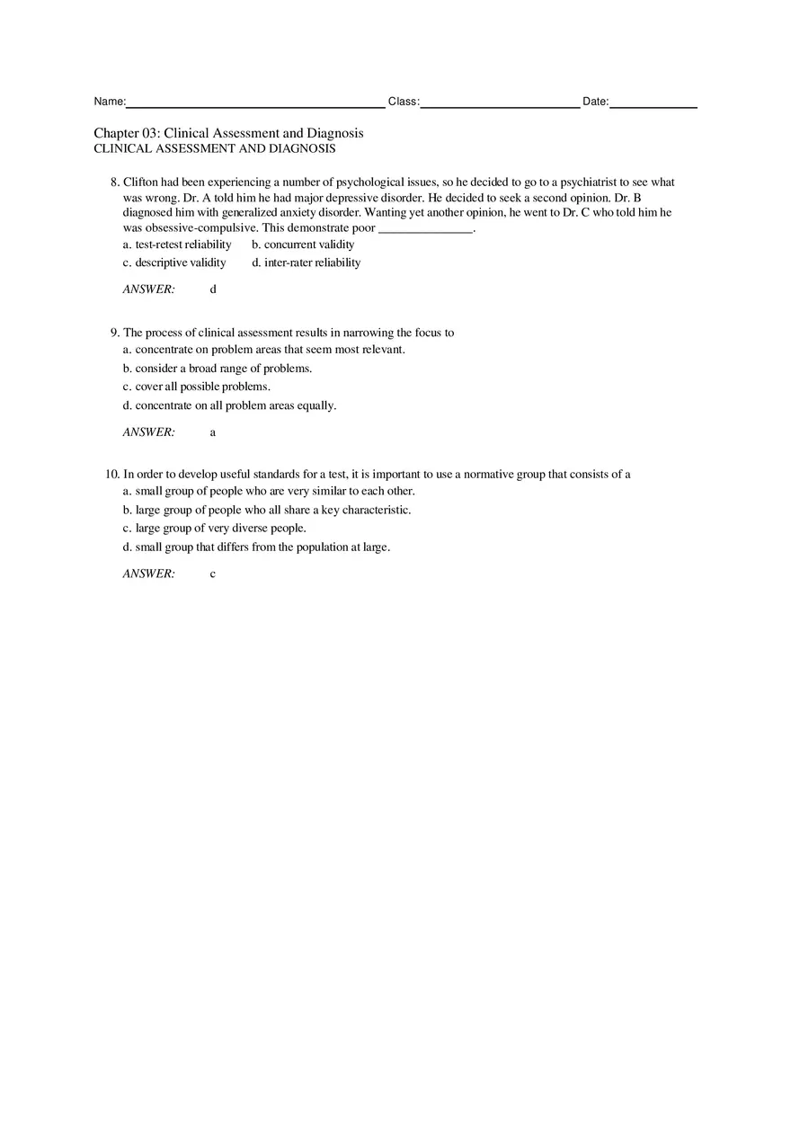 Chapter 3 Clinical Assessment and Diagnosis Part 1 - Page 5