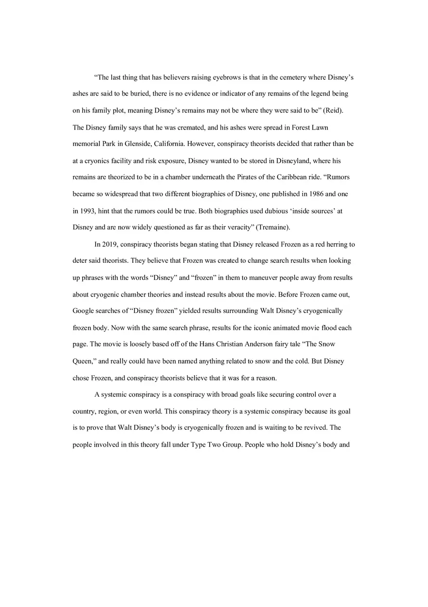 Essay on the Conspiracy Behind Walt Disney's Frozen Body - Page 2