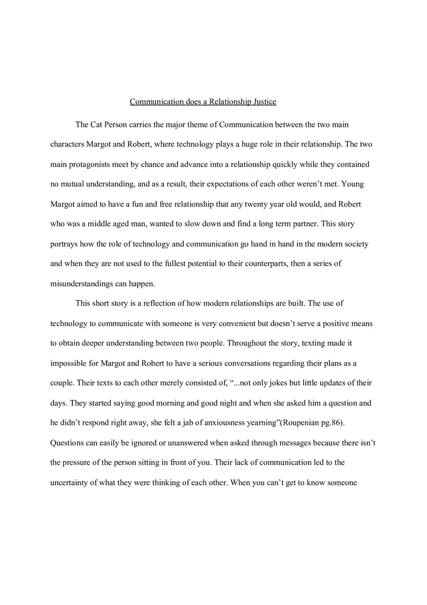 Cat Person Essay - Page 1