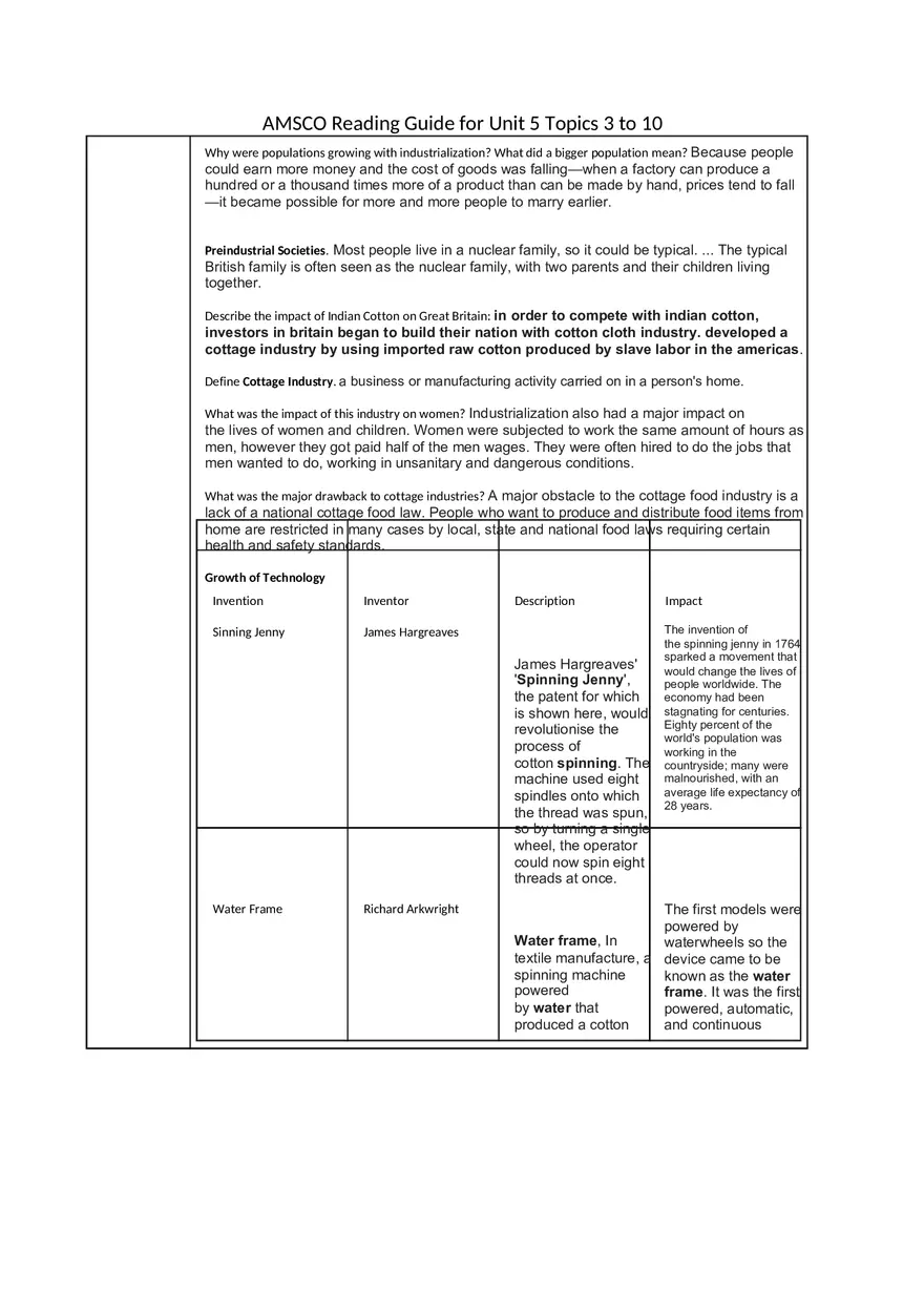 Reading Guide (Think - Who, What, When, Where…) - Page 2