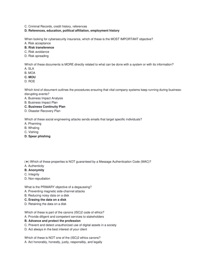 Cybersecurity Principles and Networking Fundamentals (Answer Key) Part 2 - Page 7