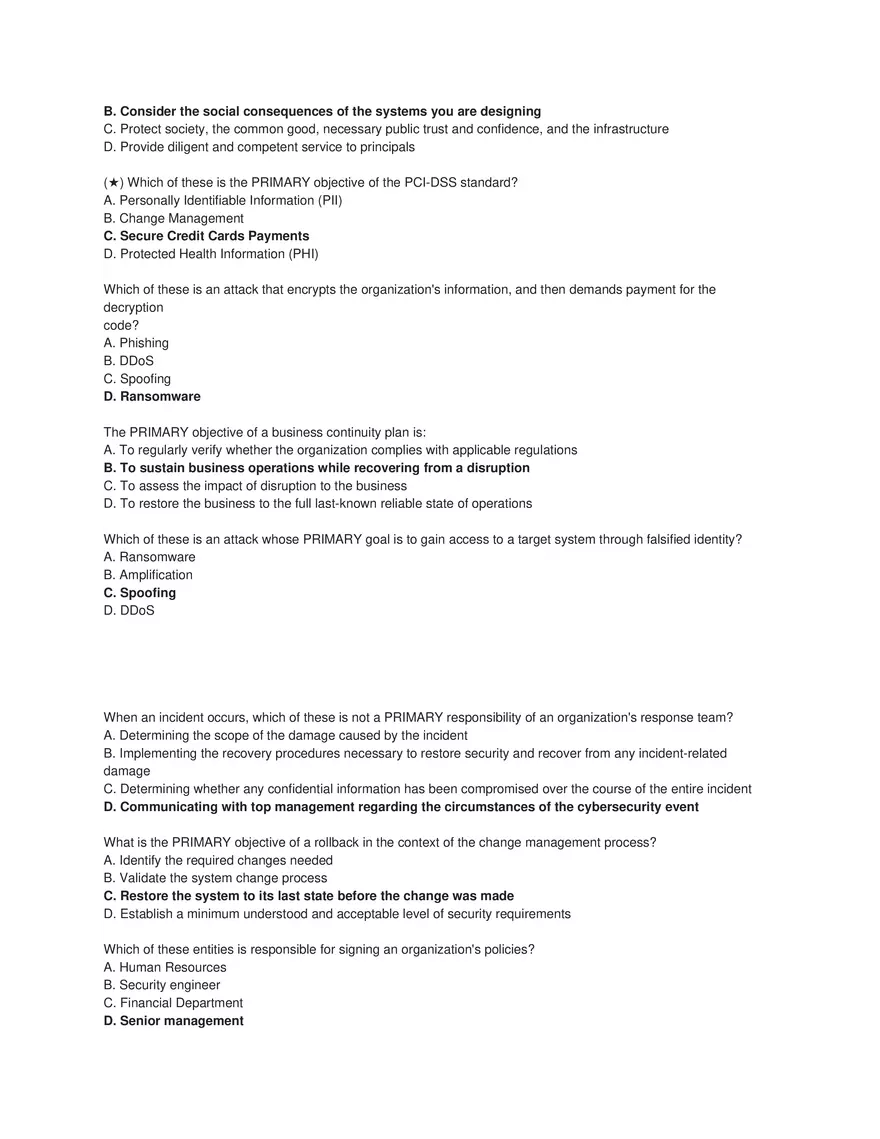 Cybersecurity Principles and Networking Fundamentals (Answer Key) Part 2 - Page 8