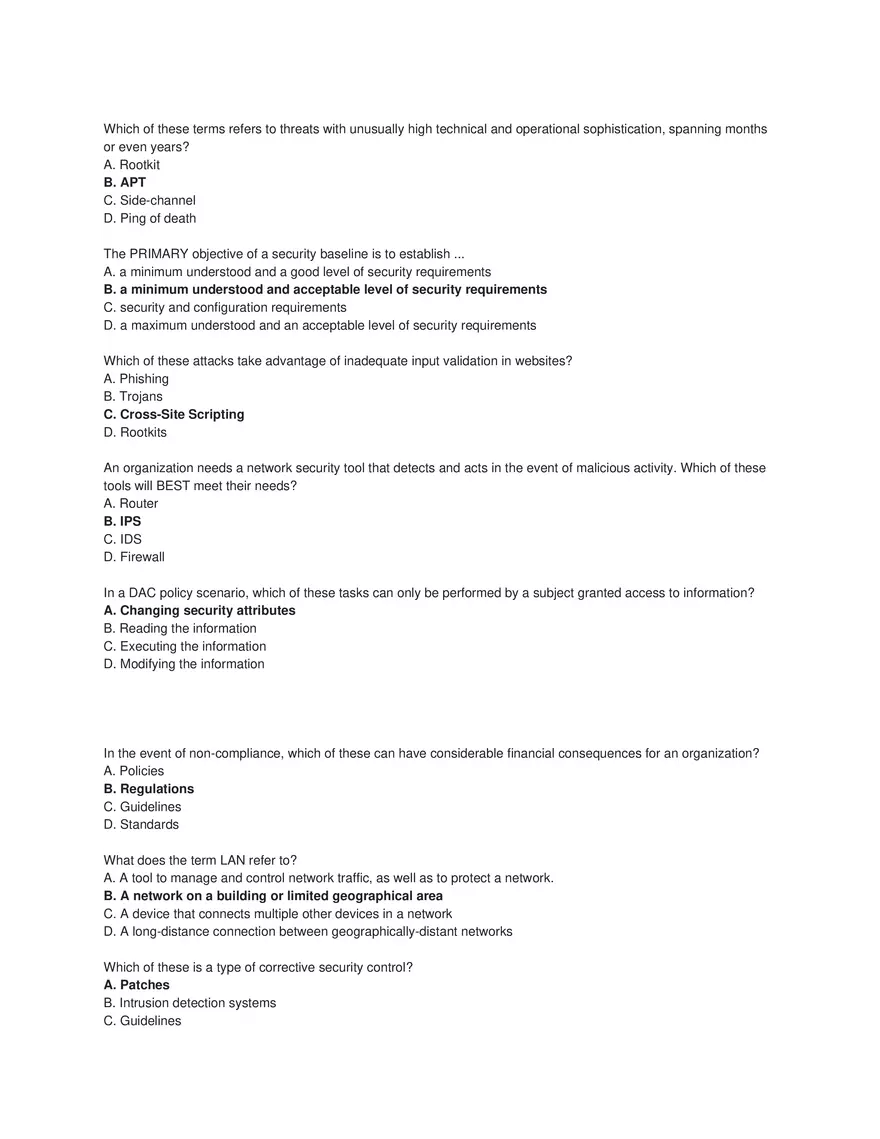 Cybersecurity Principles and Networking Fundamentals (Answer Key) Part 2 - Page 9