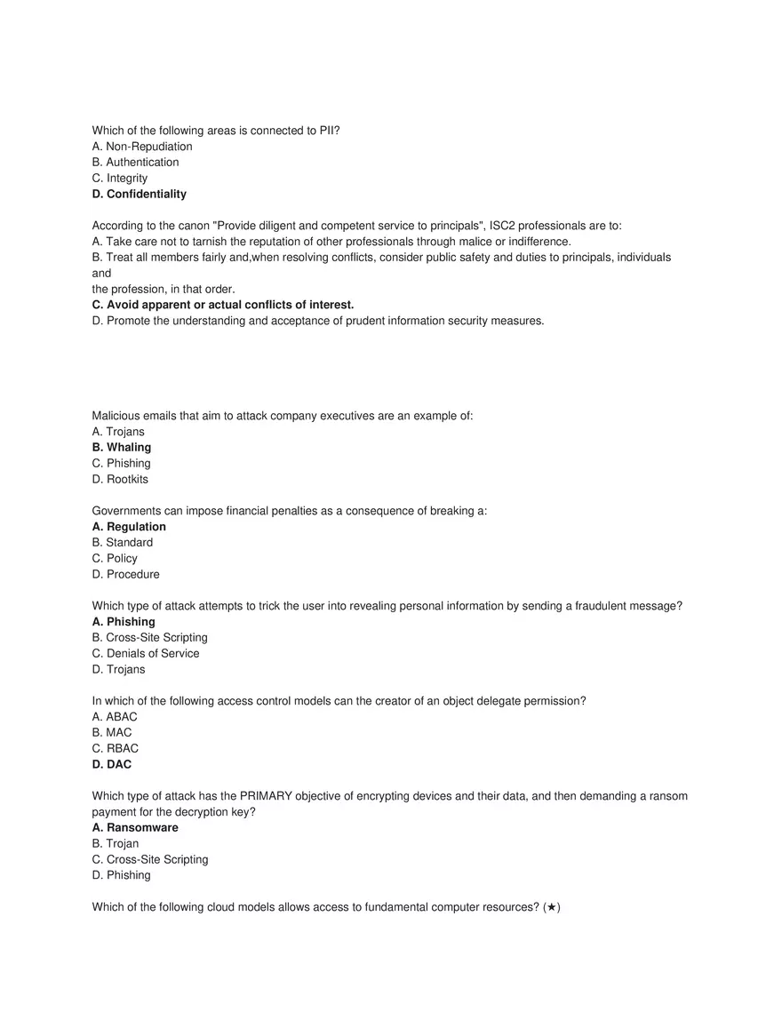 Cybersecurity Principles and Networking Fundamentals (Answer Key) Part 2 - Page 1