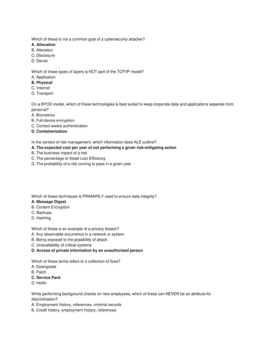 Cybersecurity Principles and Networking Fundamentals (Answer Key) Part 2 - Page 6