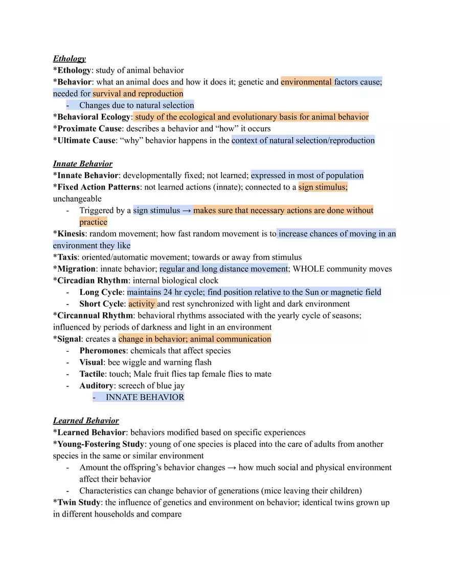 Ethology - Study of Animal Behavior - Page 1