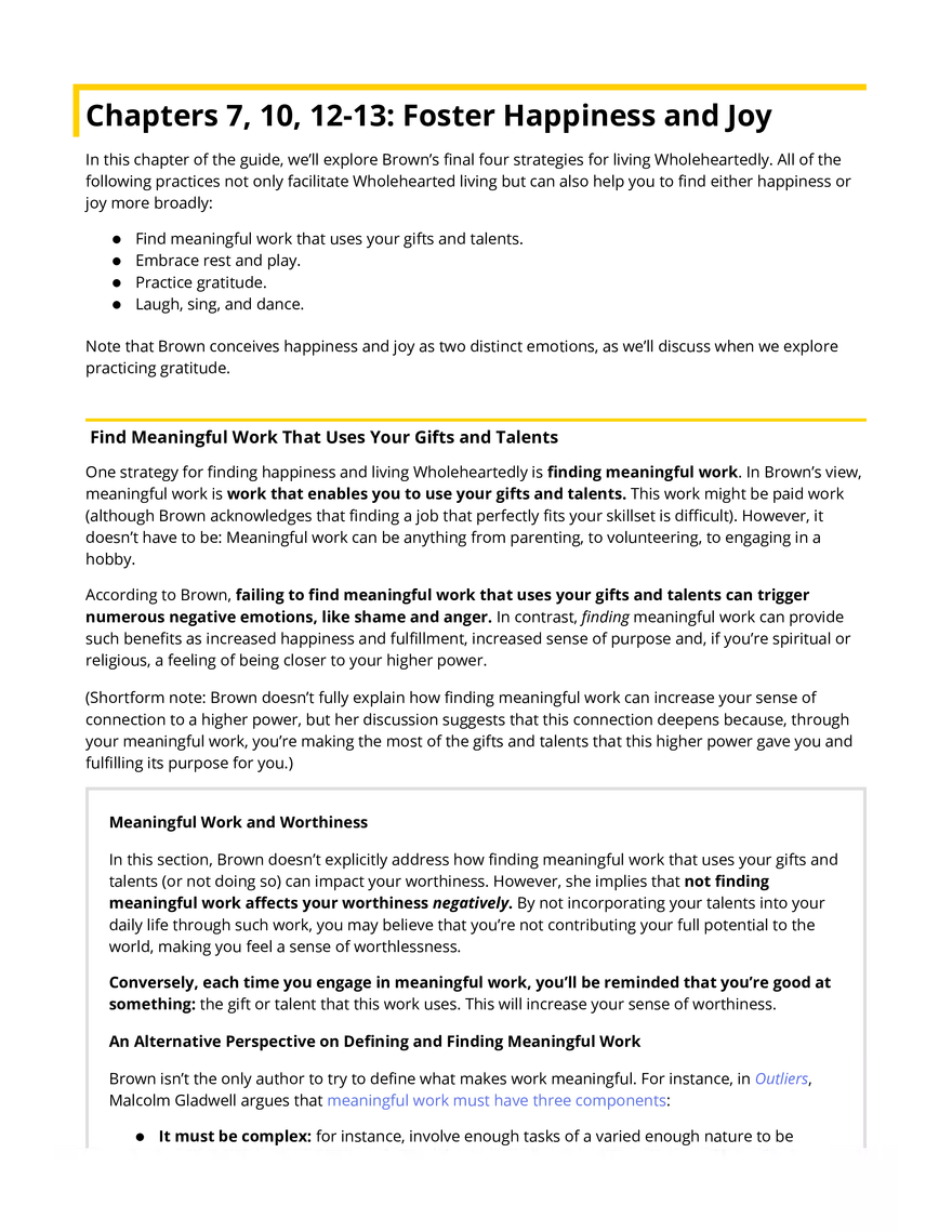 The Gifts of Imperfection Summary 3 - Page 1