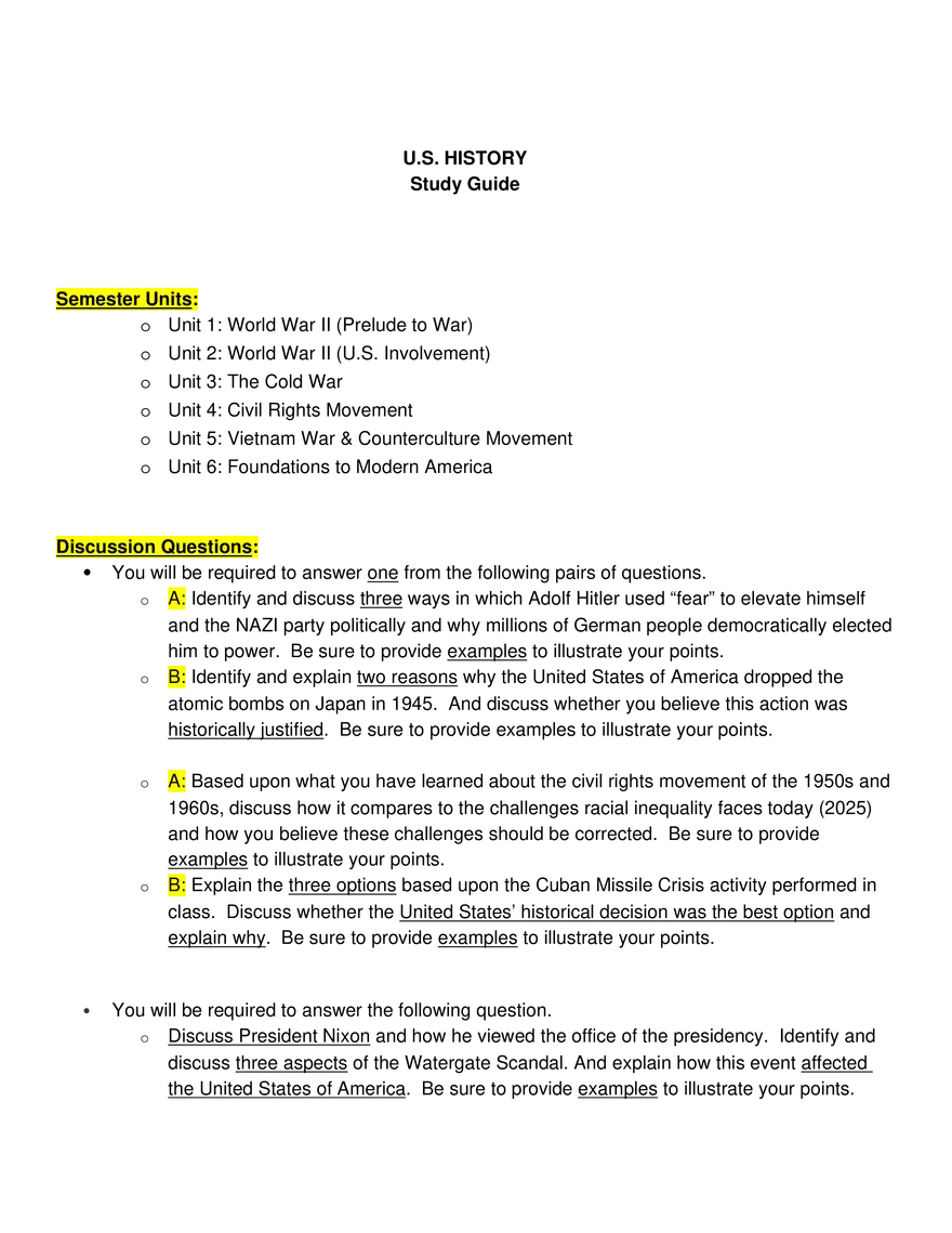 Modern American History Key Conflicts and Social Movements - Page 1