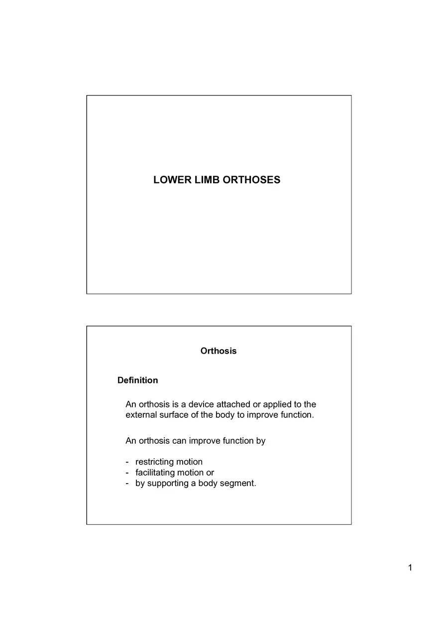Lower Limb Orthoses - Page 1