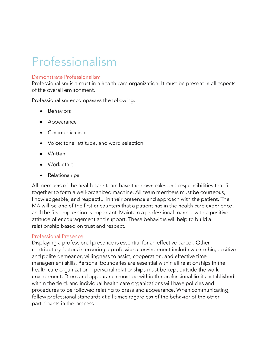Demonstrate Professionalism - Page 1