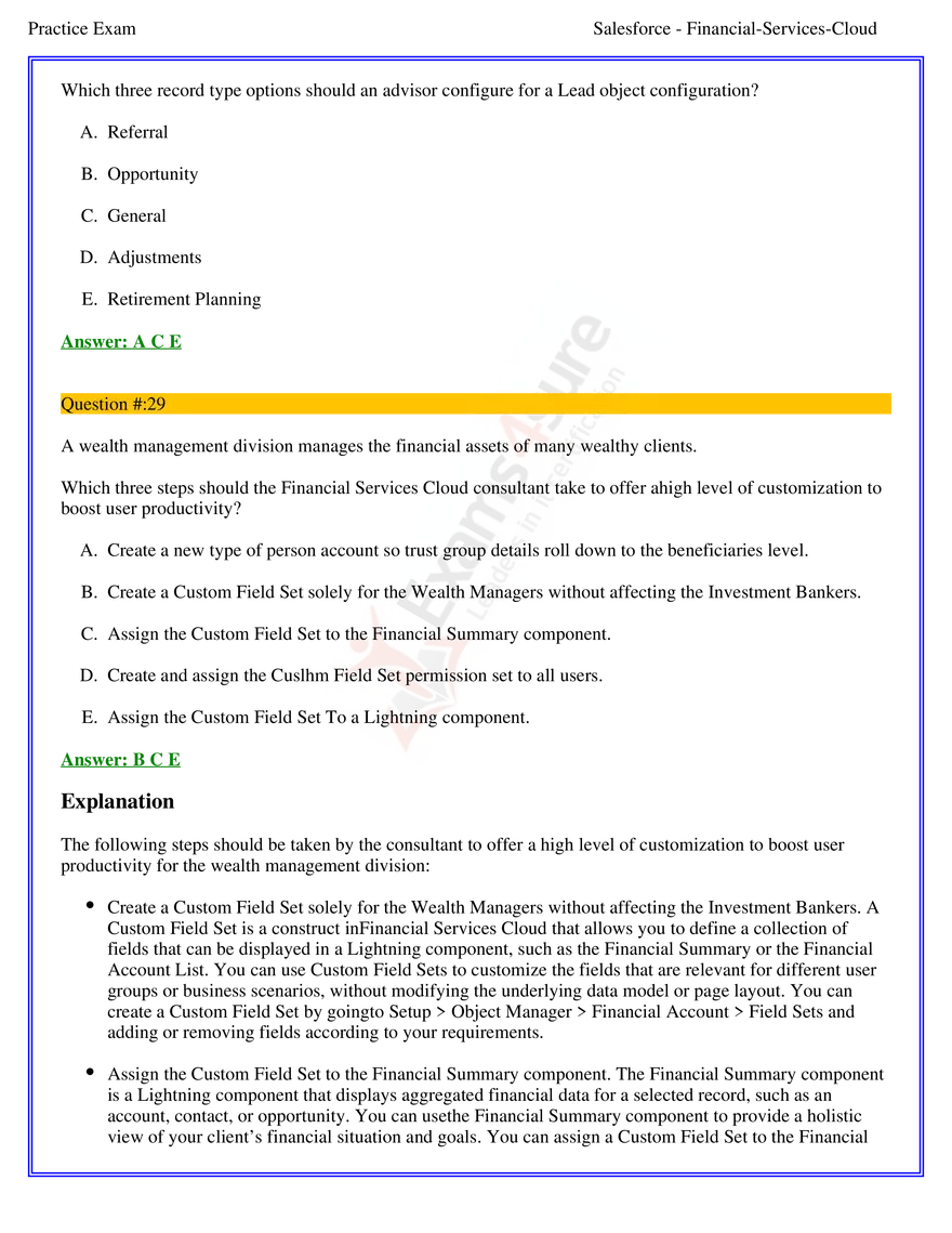 Salesforce Financial Services Cloud Exam Answers 2 - Page 8