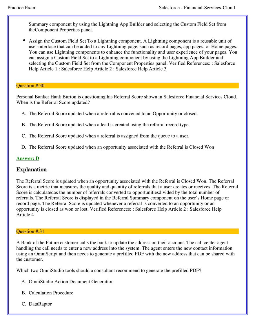 Salesforce Financial Services Cloud Exam Answers 2 - Page 9