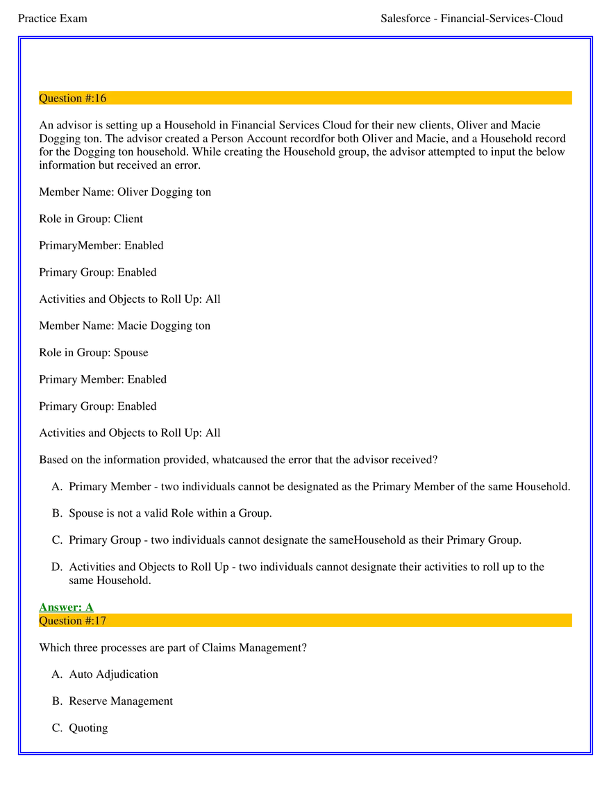 Salesforce Financial Services Cloud Exam Answers 2 - Page 1