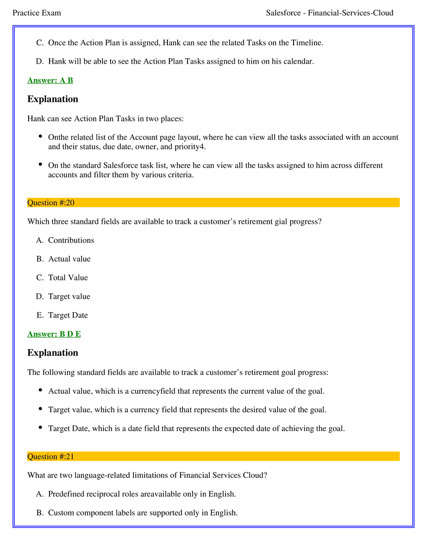 Salesforce Financial Services Cloud Exam Answers 2 - Page 3