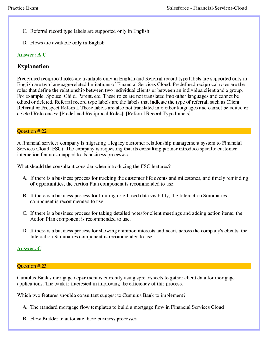 Salesforce Financial Services Cloud Exam Answers 2 - Page 4