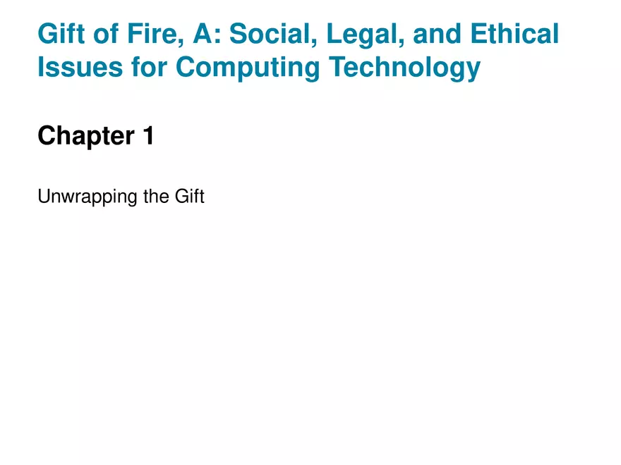 Social, Legal, and Ethical Issues for Computing Technology Part 1 - Page 1