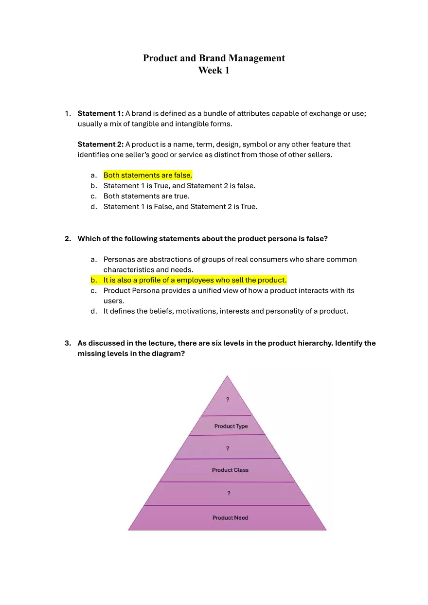 Product and Brand Management Answers - Page 1
