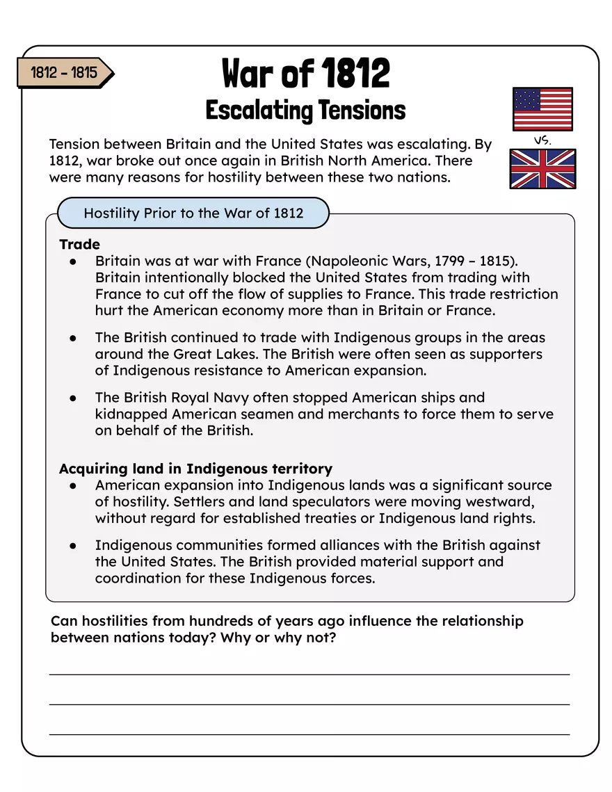 War of 1812 - Escalating Tensions - Page 1