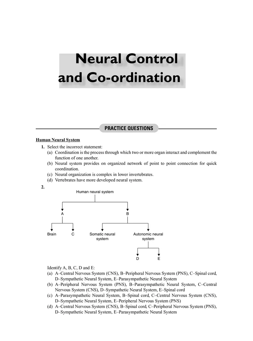 Neural Control and Co-ordination - Page 1