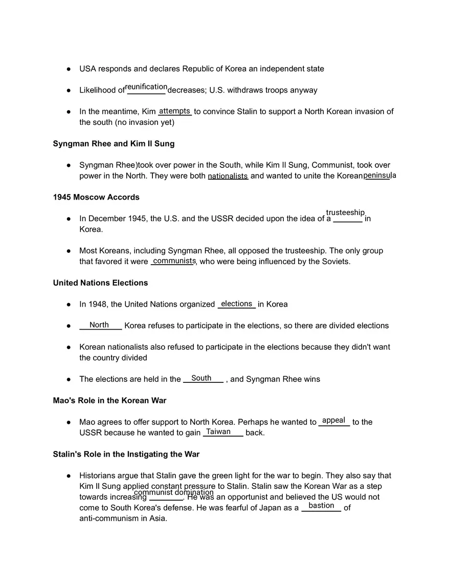 Korean War Guided Notes - Page 2