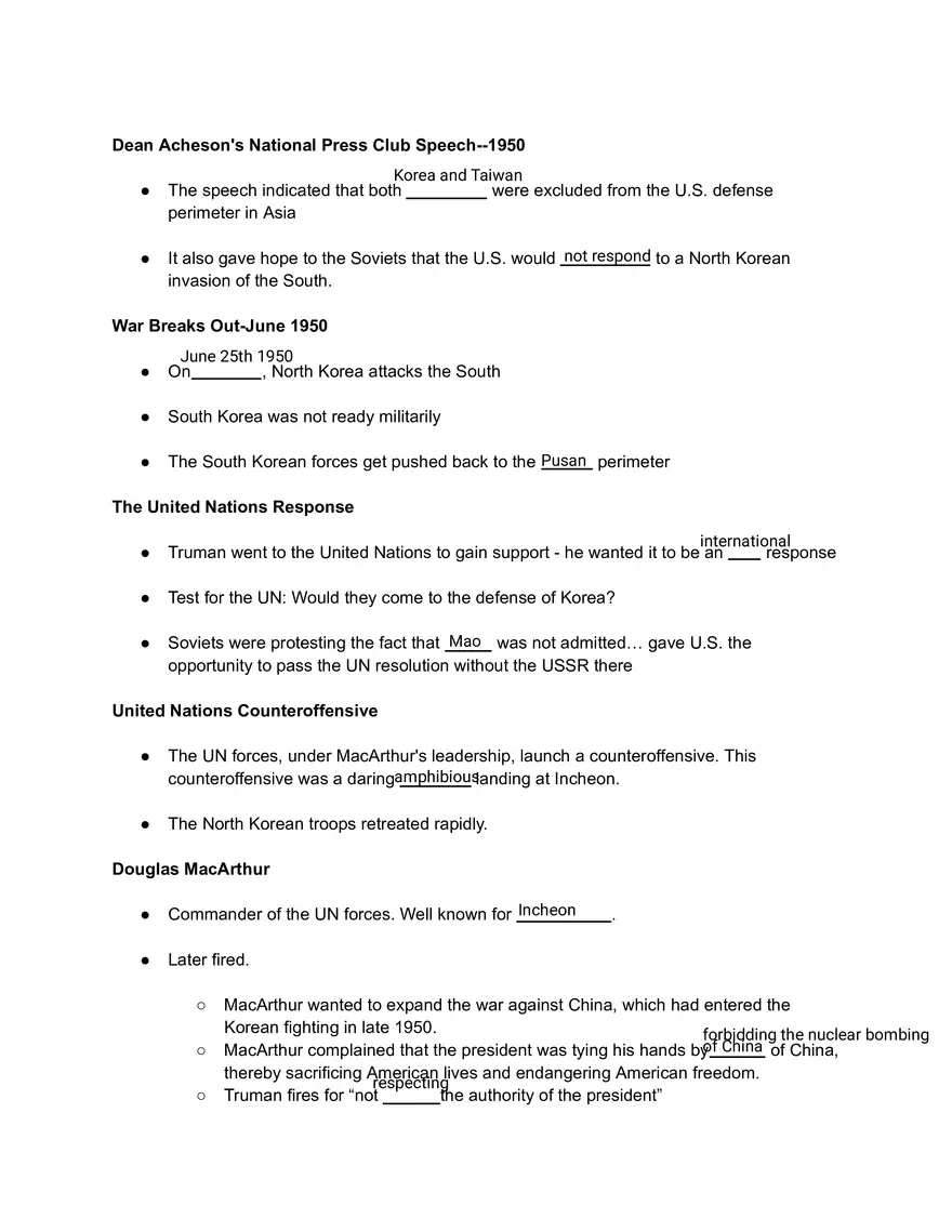 Korean War Guided Notes - Page 3
