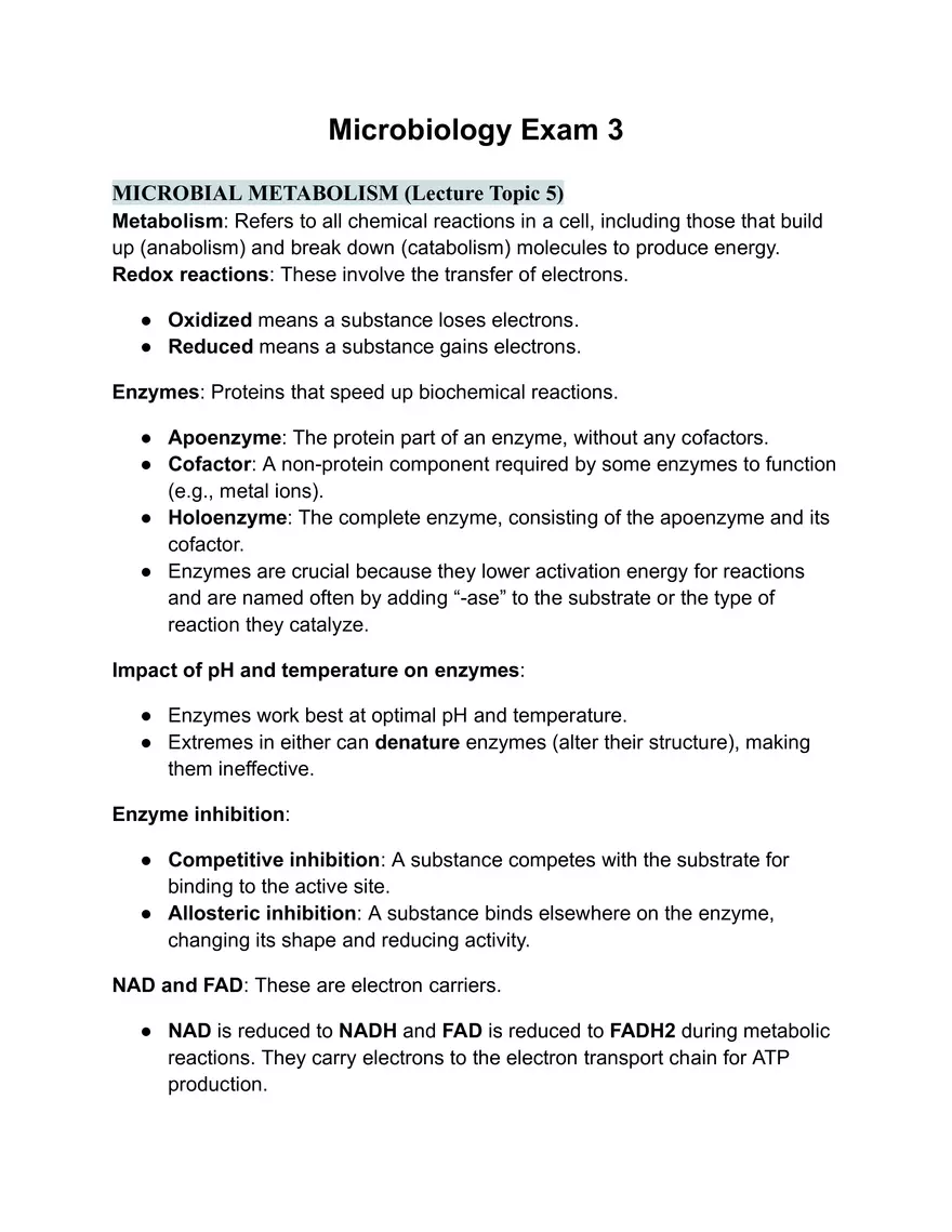 Microbial Metabolism Lecture 5 - Page 1