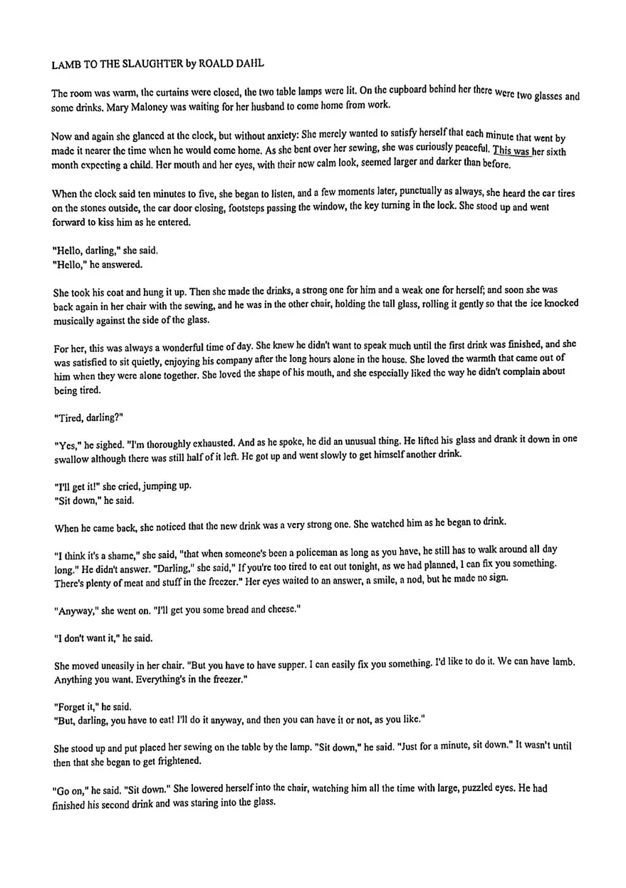 Lamb to the Slaughter - Opening Passage - Page 1