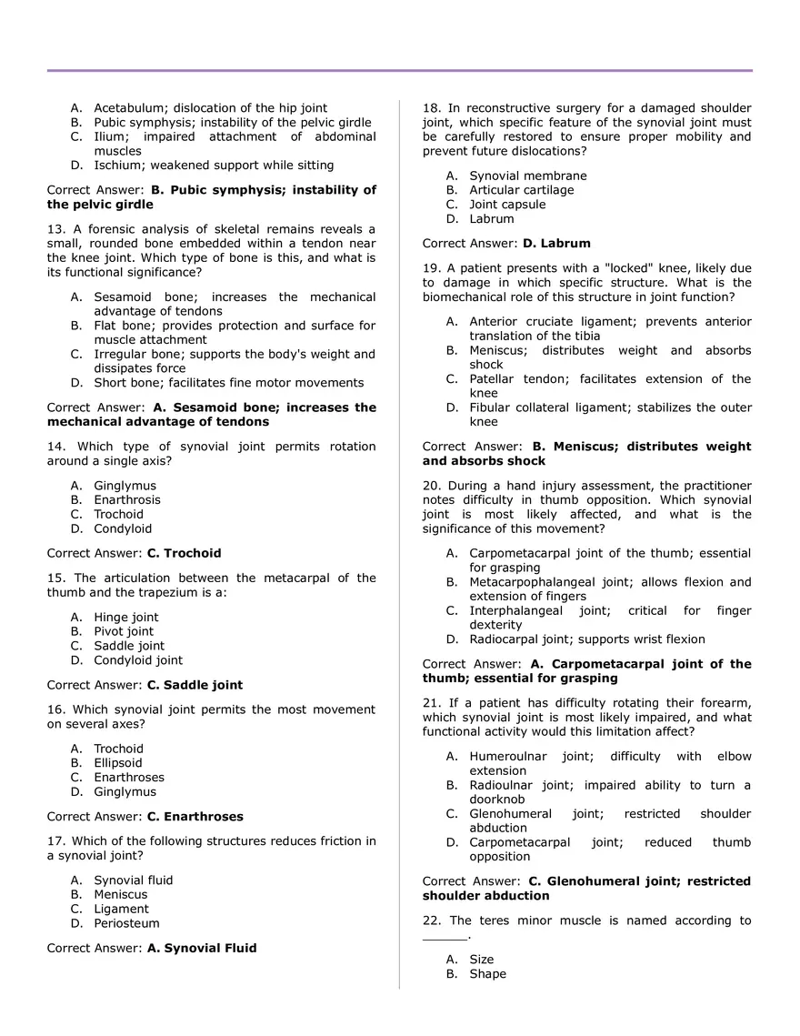 Gross Anatomy Samplex Answer Key - Page 2