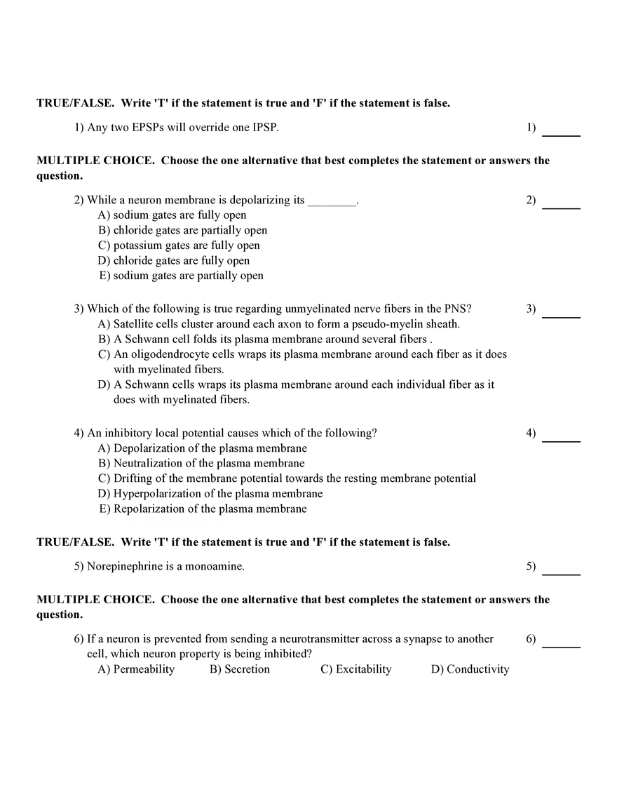 Synaptic Transmission and Nerve Fiber Properties - Page 1