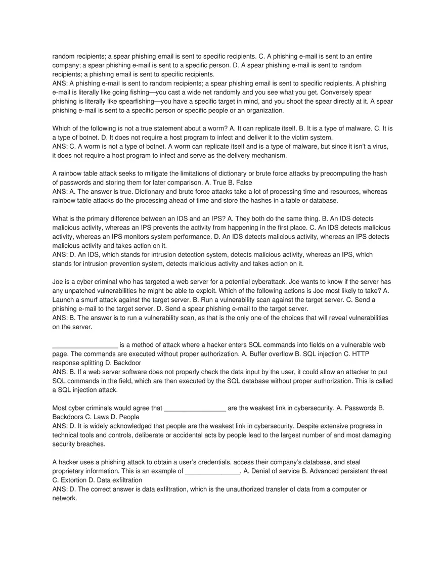 Cybersecurity Principles and Networking Fundamentals (Answer Key) Part 3 - Page 10