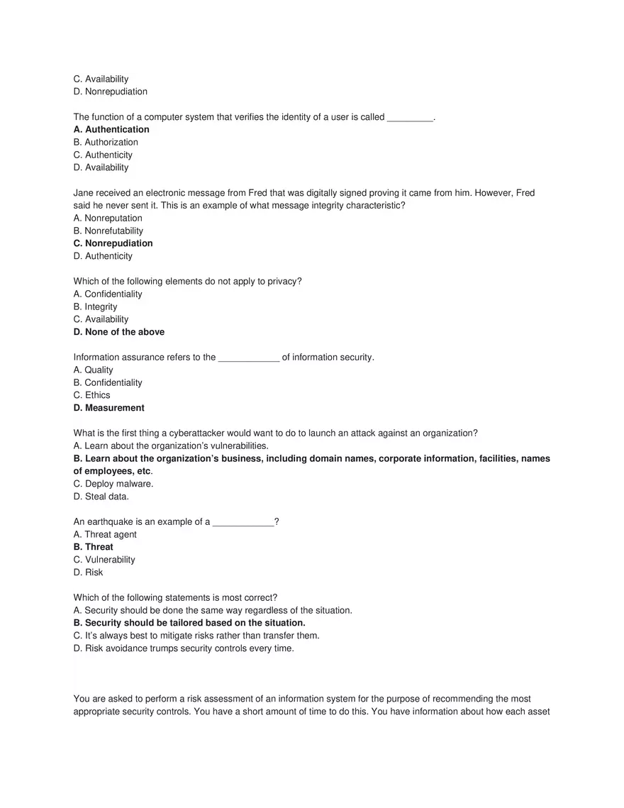 Cybersecurity Principles and Networking Fundamentals (Answer Key) Part 3 - Page 6
