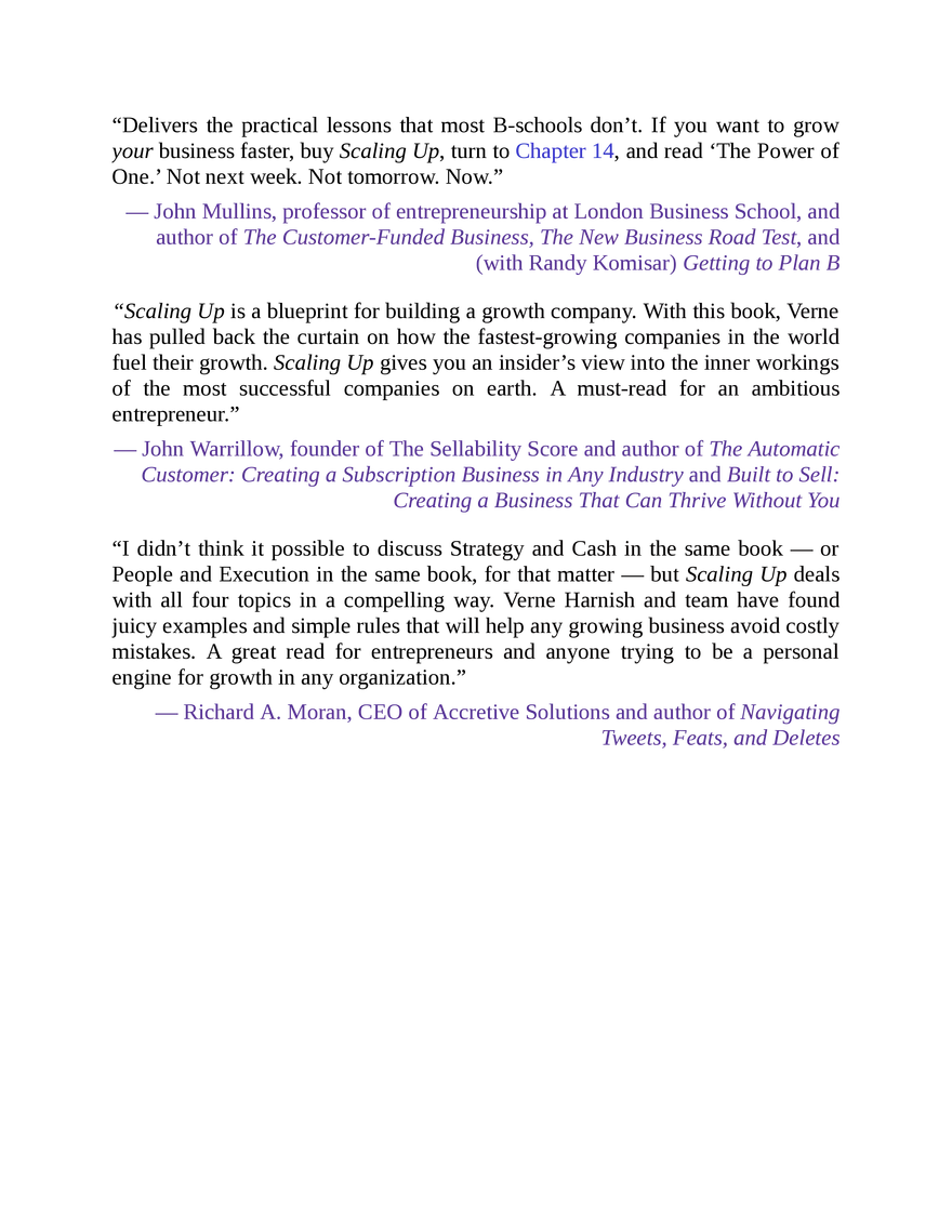 Endorsements for Scaling Up by Verne Harnish - Page 2