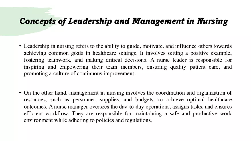 Leadership vs. Management Study Guide - Page 1
