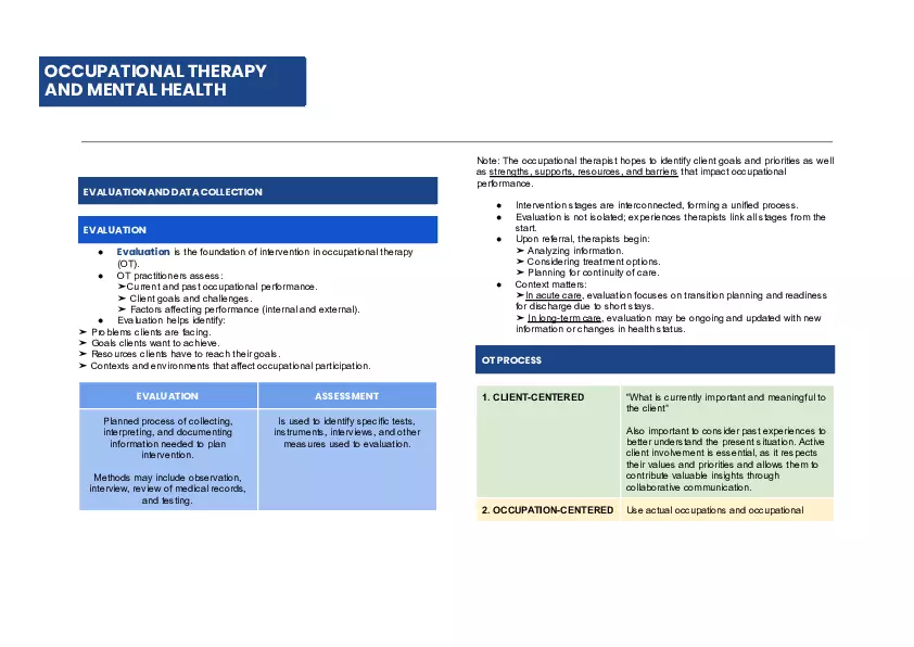 Occupational Therapy and Mental Health - Page 1