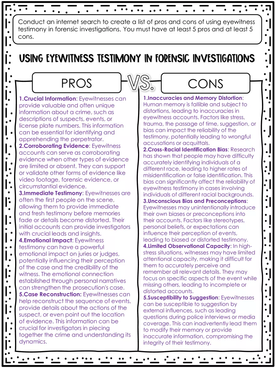 Eyewitness Testimony and Forensic Science Answers - Page 4