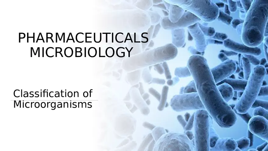Classification of Microorganisms Lecture 1 - Page 1