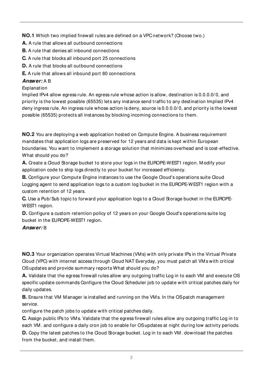 Google Cloud Certified - Professional Cloud Security Engineer Exam - Page 2