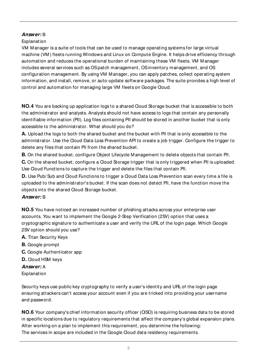 Google Cloud Certified - Professional Cloud Security Engineer Exam - Page 3