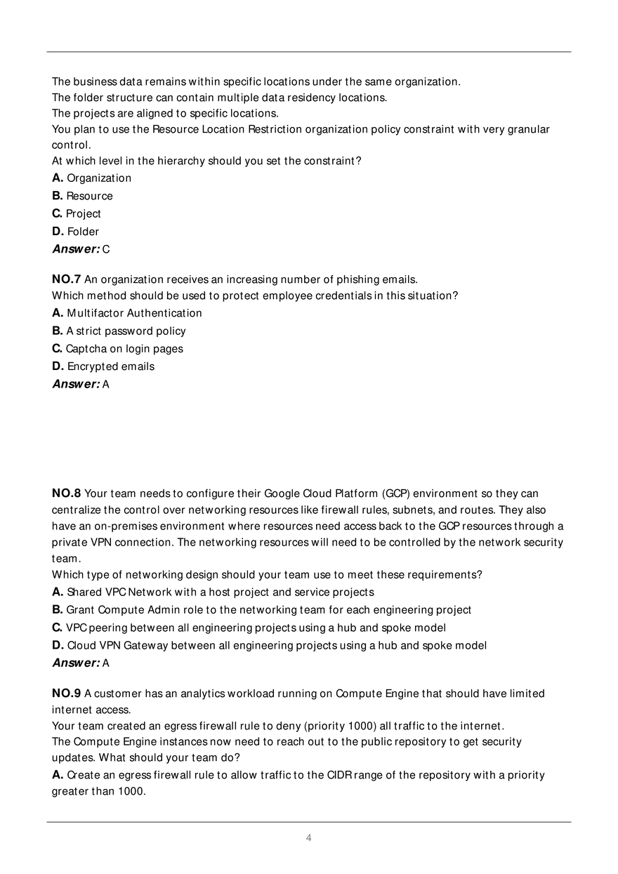 Google Cloud Certified - Professional Cloud Security Engineer Exam - Page 4