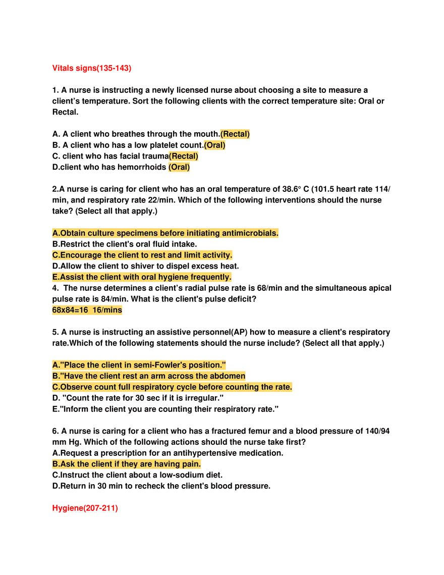 ATI Book Questions - Fundamental Nursing - Page 9