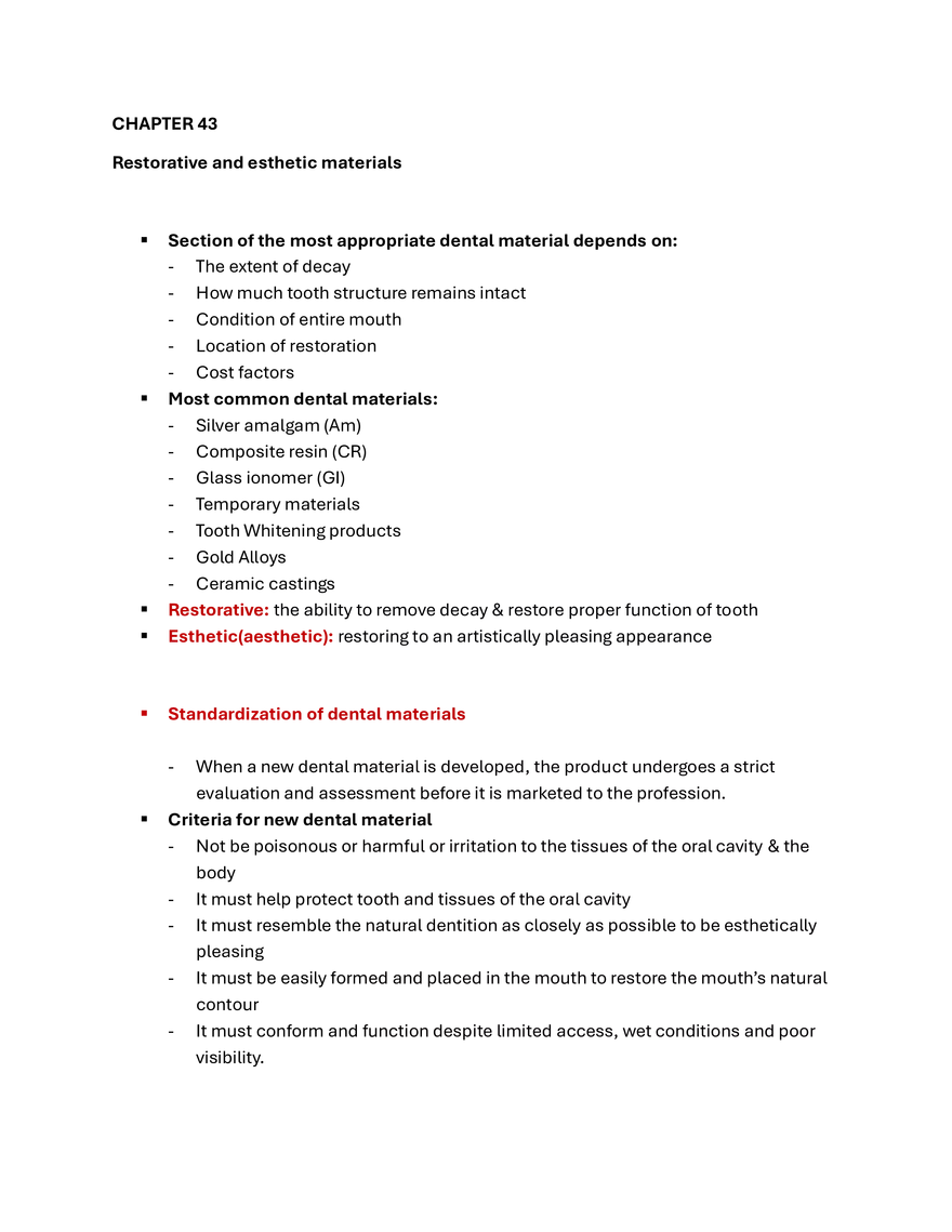 Restorative and Esthetic Dental Materials - Selection and Uses - Page 1