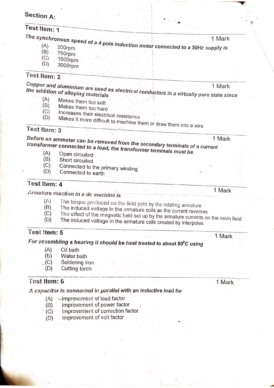 Electrician Theory Test - Page 1