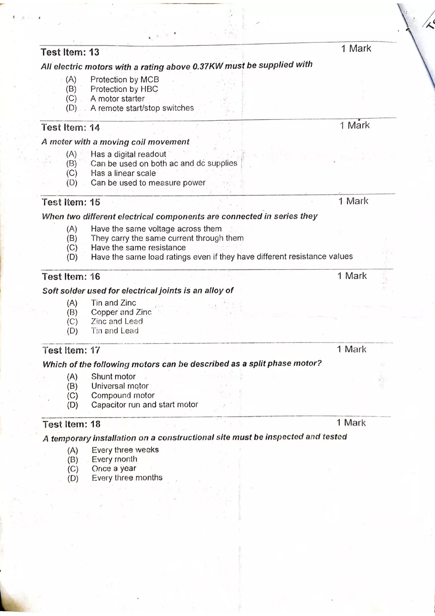 Electrician Theory Test - Page 3
