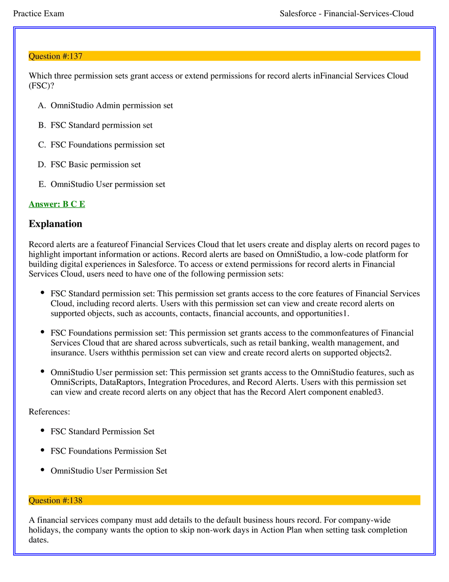 Salesforce Financial Services Cloud Exam Answers 9 - Page 1