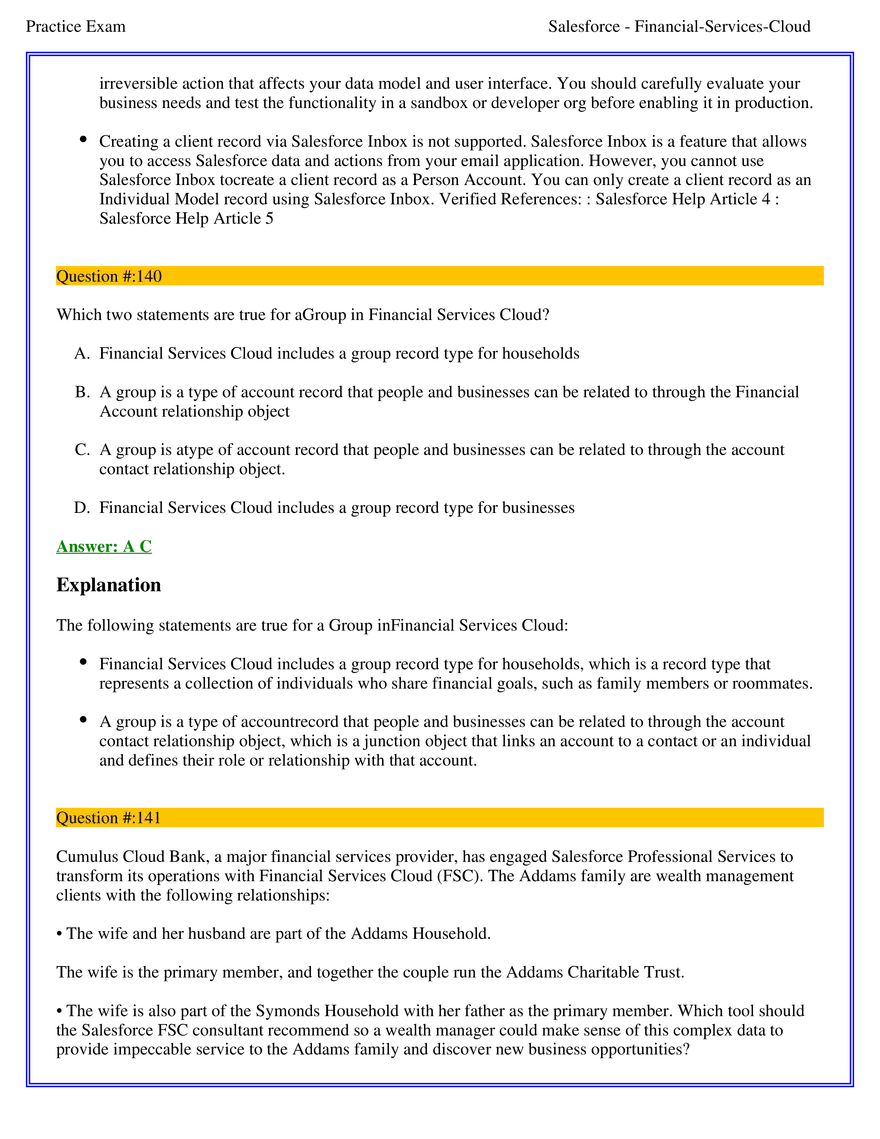 Salesforce Financial Services Cloud Exam Answers 9 - Page 4