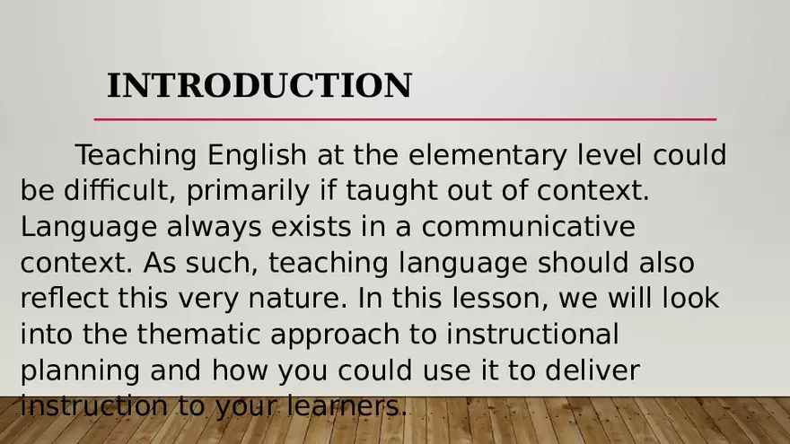 Thematic Approach to Instructional Planning - Page 9