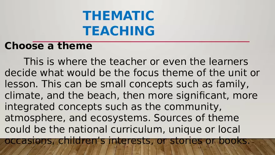Thematic Approach to Instructional Planning - Page 11
