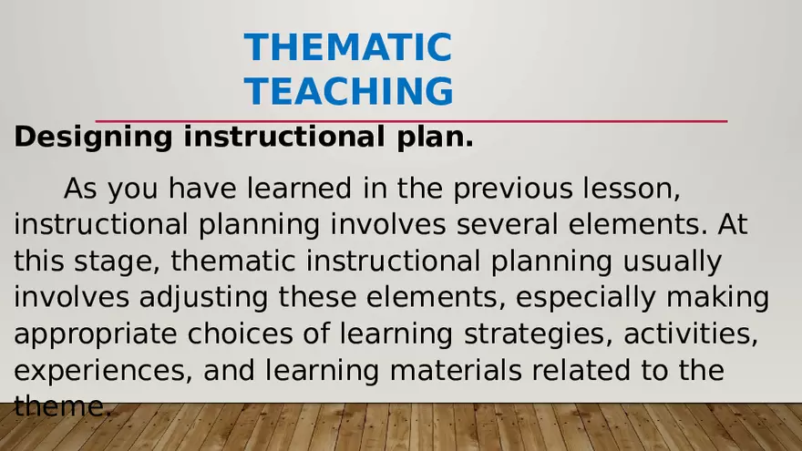 Thematic Approach to Instructional Planning - Page 13
