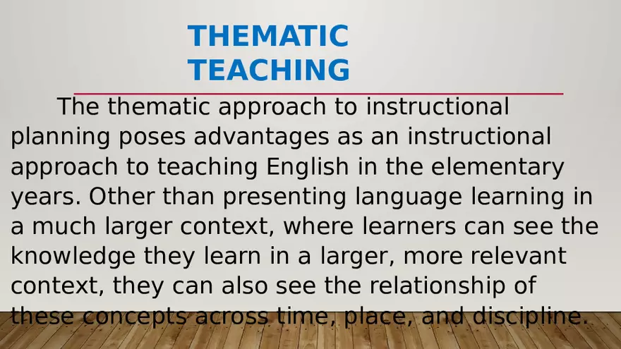 Thematic Approach to Instructional Planning - Page 4